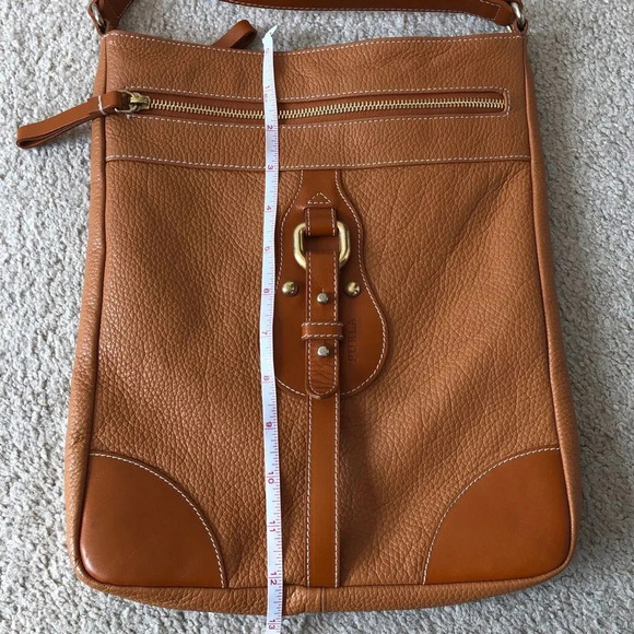 Furla Orange Brown Pebbled Leather Crossbody Bag - Picture 10 of 15